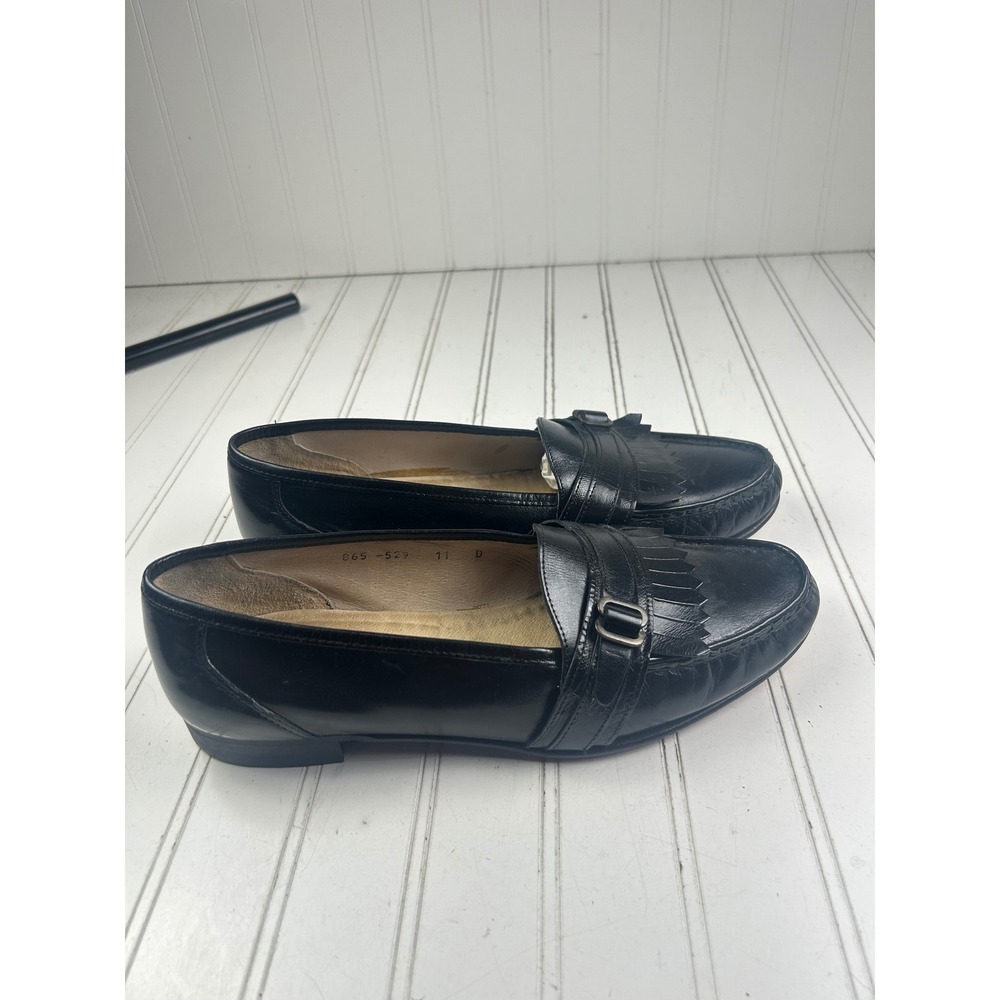 Adolfo Vintage Black Leather Kiltie Loafers Made in Italy Men's Size 11 - Picture 3 of 13
